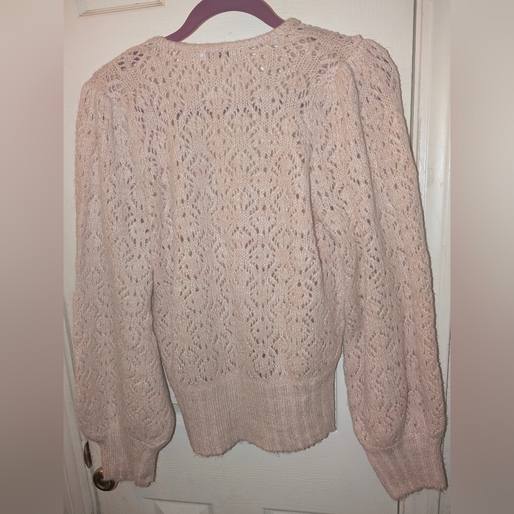 Lush Women's Cream Lace V-Neck Pullover - Picture 4 of 4